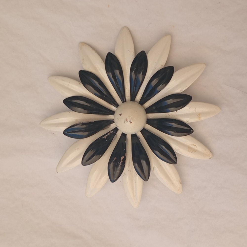 Chic Monochrome Floral Brooch Pin Up Rockabilly Vintage Metal Maximalists Gift